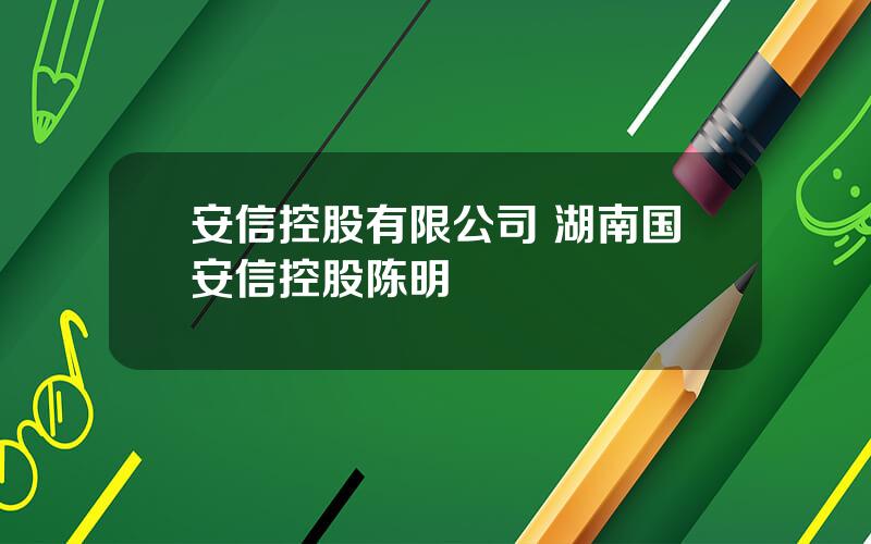 安信控股有限公司 湖南国安信控股陈明